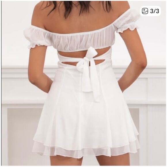 Lucy in the Sky Estrella Dress Shimmery White Size Small Hoco Bridal Graduation - Picture 2 of 9